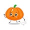 Vector illustration of orange pumpkin character with cute expression,