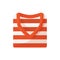 Vector illustration with orange and white striped t-shirt folded.