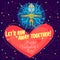 Vector illustration about outer space for Valentines day.