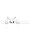 Vector illustration of outline cute peeking kitten isolated on w