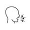 Vector illustration of outline silhouette of screaming head.
