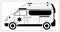 Vector illustration with outlines of ambulance car. Ambulance auto paramedic emergency. Ambulance vehicle evacuation