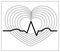 Vector illustration with outlines of blood pressure icon. Heart cheering cardiogram, good health logo
