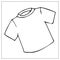 Vector illustration with outlines of white basic simple T-shirt. For web, logo, icon, app, UI. Cartoon style. Casual