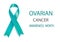 Vector illustration of ovarian cancer awareness tapes isolated on a white background. Realistic vector teal silk ribbon