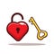 Vector Illustration Padlock Love and  Love Key