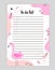 Vector illustration page with lines to-do list with flamingo bird, gifts, stars, color background