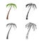 Vector illustration of palm and tall symbol. Set of palm and coco stock symbol for web.