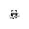 Vector illustration of panda bear holding the poster save panda. simple icon. Black and white. Saving animals