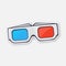 Vector illustration. Paper 3d glasses front view. Stereo retro glasses for three-dimensional cinema. Symbol of the film industry.