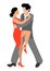 Vector illustration with a passionate couple who dance tango in flat style. A sexy woman in a high heeled dress and a man in a