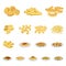 Vector illustration of pasta and carbohydrate icon. Set of pasta and macaroni stock symbol for web.