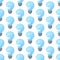 Vector illustration of a pattern of blue battered light bulbs. Light bulb full of ideas And creative thinking, analytical thinking