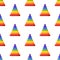 Vector illustration of a pattern of children\\\'s rainbow pyramids.