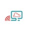 Vector illustration of PC , wlan icon and cloud computing.