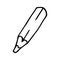 Vector illustration of pencil in doodle style. Hand drawn sign of pen isolated on white. Symbol of handwriting exercise