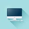 Vector Illustration Personal Computer Display With Mouse And Keyboard In Flat Style. Desktop Computer Icon Isolated On Background