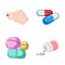 Vector illustration of pill and medicine logo. Collection of pill and vitamin stock vector illustration.