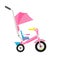 Vector illustration of pink children bike. Wheeled eco transport for kids. Simple flat style