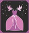 Vector illustration pink dress. Sign or poster for shop, advertisment or invitation. Cinderella - askungen inspiration.