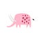 Vector illustration of a pink elephant, mammoth in hearts in a modern trendy flat style.