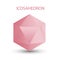 Vector illustration of a pink icosahedron on a white background with a gradient for game, icon, packagingdesign, logo
