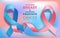 Vector illustration. pink ribbon and blue ribbon. Breast and prostate cancer awareness months