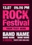 Vector illustration pink rock concert festival flyer design template for party