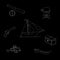 Vector illustration pirate theme outline figures set against black background