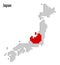 Vector illustration pixelated geographical map of Japan