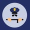 Vector Illustration of a police officer wielding a truncheon nightstick baton set inside sign that means stop police brutality