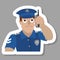 Vector illustration of policeman talking on a mobile phone