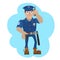 Vector illustration of policeman talking on a mobile phone