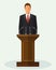 Vector Illustration Politician Man Giving Speech