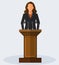 Vector Illustration Politician Woman Giving Speech