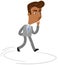 Vector illustration of a pondering asian cartoon businessman walking in circles