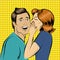 Vector illustration in pop art style woman whisper to a man