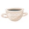 Vector illustration of a porcelain tea or coffee cup with handles isolated on white.