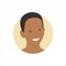 Vector illustration of a portrait of a dark skinned happy smiling young boy. It represents a concept of childhood, joy and