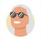 Vector illustration of a portrait of a happy smiling attractive fair-haired woman in a sunglasses. It represents a concept of