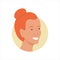 Vector illustration of a portrait of a happy smiling attractive young redhead girl. It represents a concept of beauty, joy and