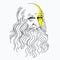 Vector illustration portrait of Leonardo da Vinci, linear pattern, a symbol, a genius