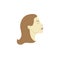 Vector illustration portrait of a young woman in profile. Long hair pale skin. EPS 10. Pale colors. Fahion magazine