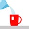 Vector illustration. pouring boiling water from the kettle into