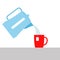 Vector illustration. pouring boiling water from the kettle into