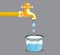 Vector illustration of pouring water in bucket