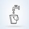 Vector illustration of pouring water in bucket. illustration of water wastage from damage bucket. Simple modern icon design