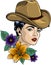 vector illustration of Pretty country girl, cowgirl.