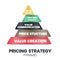 A vector illustration of the pricing strategic pyramid concept is 4Ps for a marketing decision has value creation foundation, pr