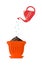 Vector Illustration of a priming in a orange pot.